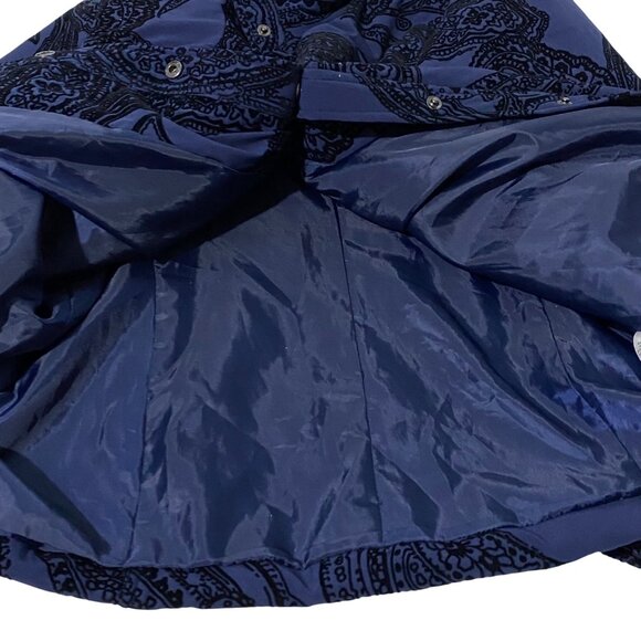 Chicos Zenergy Velvet Burnout Jacket Blazer Size 12 Blue Whimsigoth Paisley - Picture 6 of 8